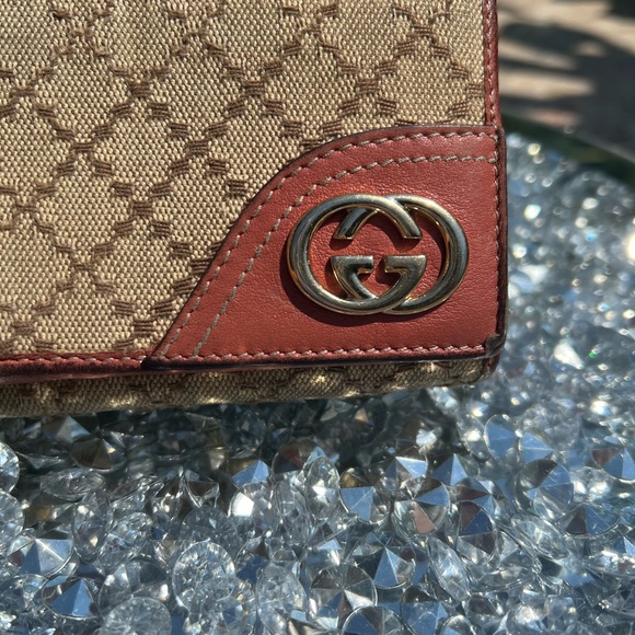 GUCCI LEATHER & DIAMANTE CANVAS WALLET - Picture 3 of 11